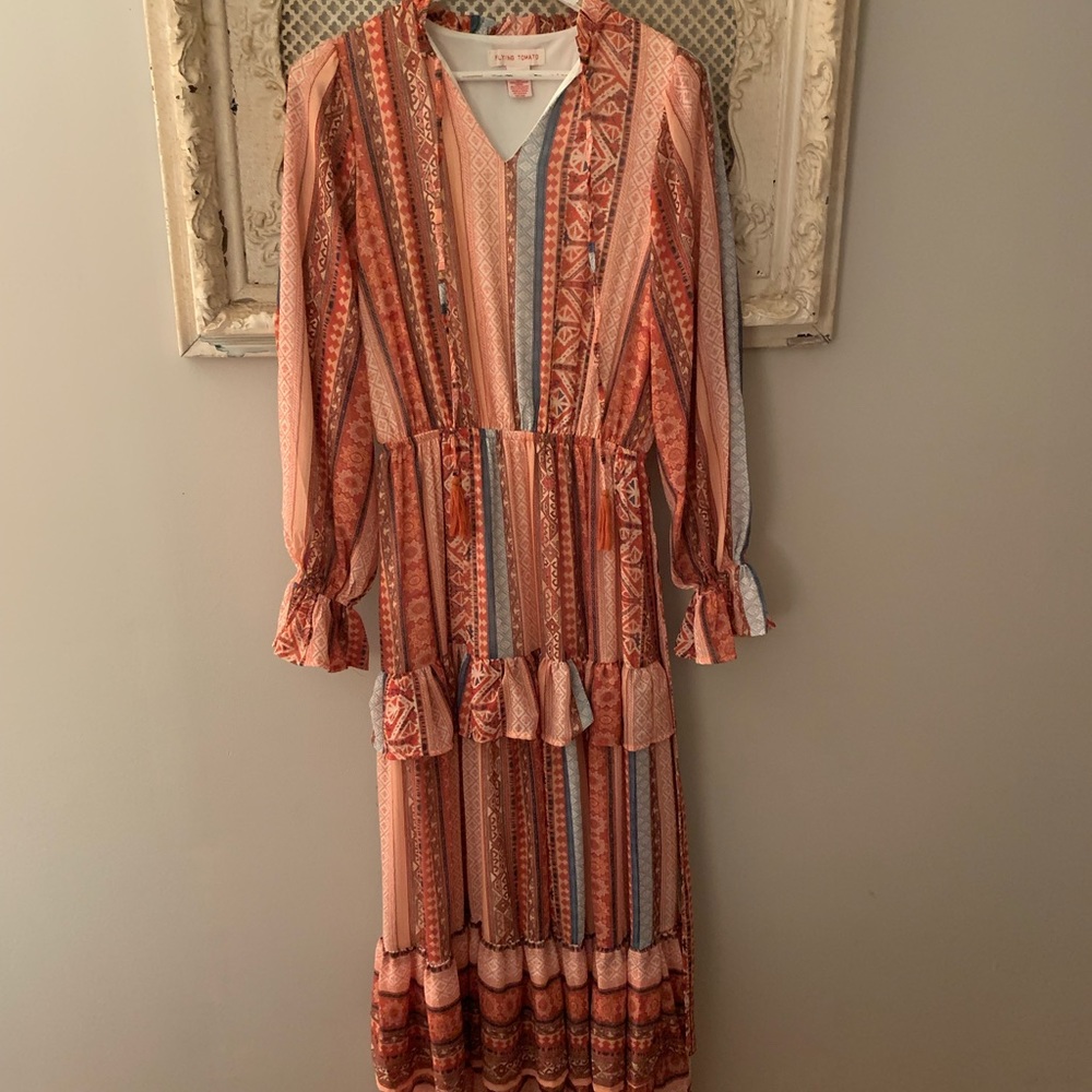 Long Sleeve Ruffle Maxi Dress